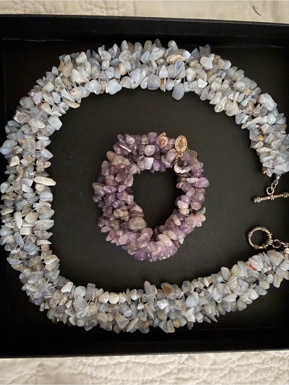 Natural Amethyst Chip Necklace & Bracelet - Purple